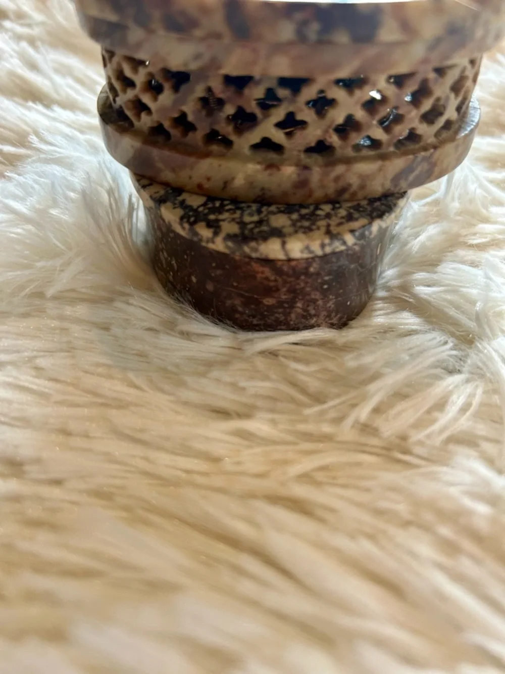 Vintage Soapstone Mother Of Pearl Inlay Jewelry/Trinket Boxes- Pair of 2